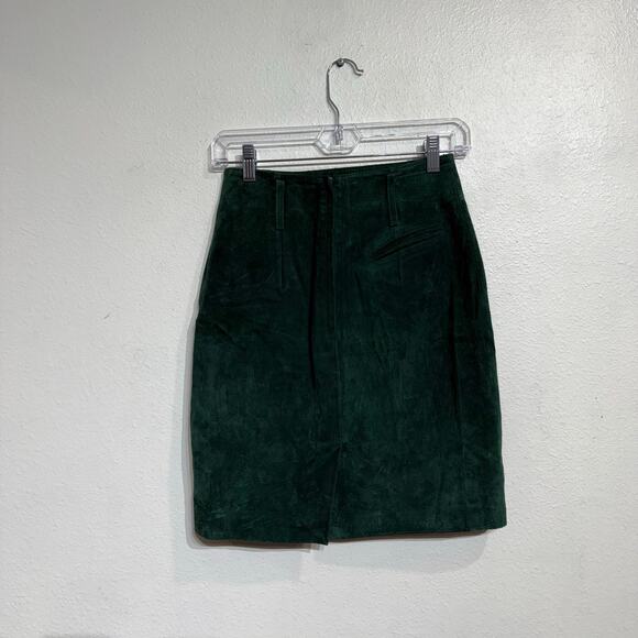 Express Green Suede Leather Mini Skirt Sz 5/6 - Picture 9 of 11